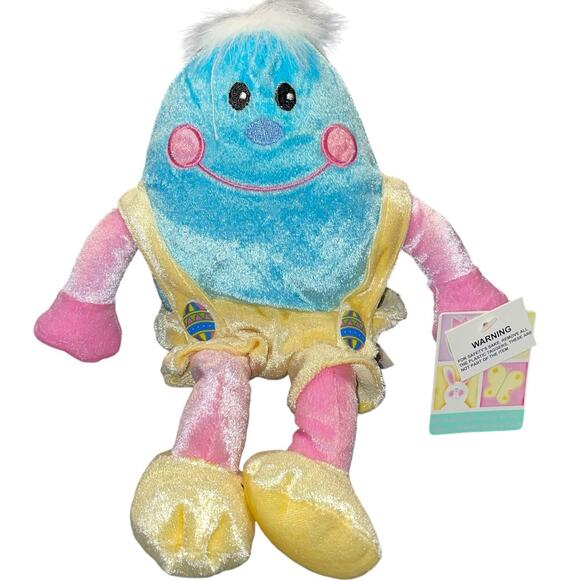 Vintage Dan Dee Plush Easter Egg Humpty Dumpty Nursery Baby Shower Gift Blue 9” - Picture 2 of 13